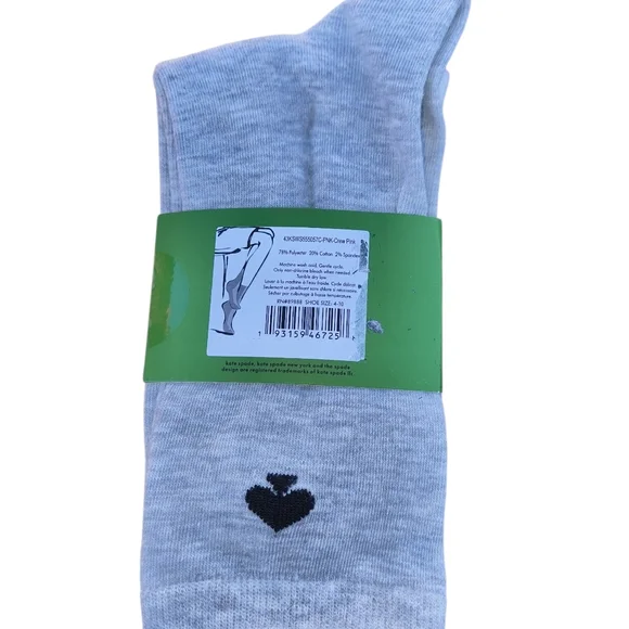 NWT Kate Spade 3 Pair Pink Heart Pattern, White And Gray Socks Valentine's Day - Picture 4 of 4